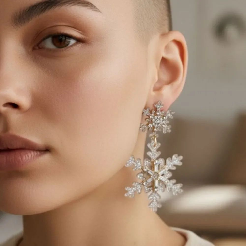 NEW- Elegant Silver Snowflake Earrings